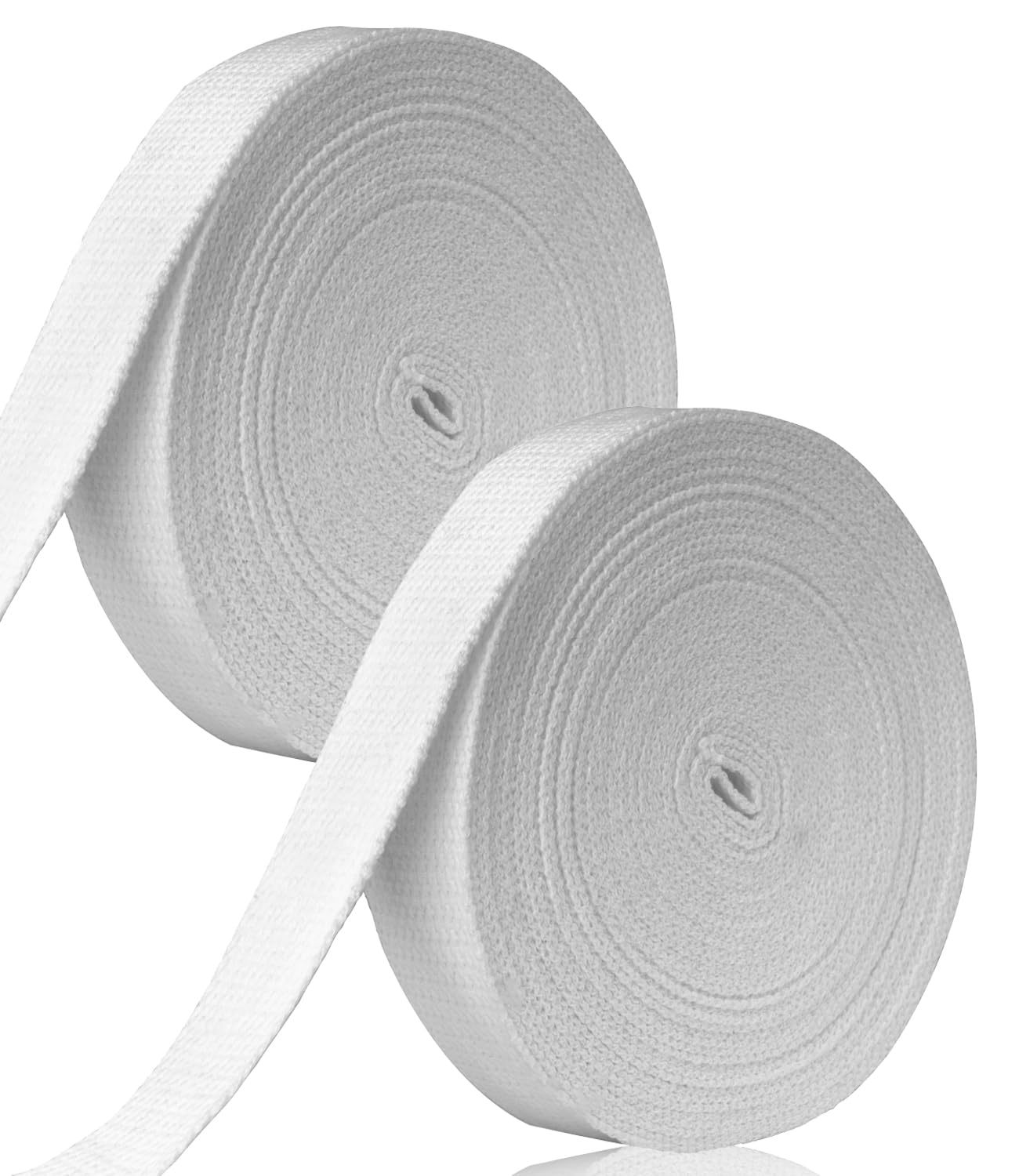 Ysibbon Cotton Webbing 1 Inch, 2 Rolls/20 Yards Cotton Webbing Straps for Bag Handles, Tote Bag, Arts and Crafts (Natural White)