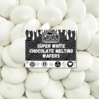 Super White Chocolate Melting Wafers 16oz (1 lb) by RUS Candy Company Perfect for Dipping, Coating, Baking, Molding & More