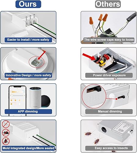 Miniatura 6 de SikSog Iluminación empotrable inteligente de 6 pulgadas compatible con ALEXA 2700K  5700K CCT seleccionable, 16 W Eqv 150 W 1350 LM, luz de techo