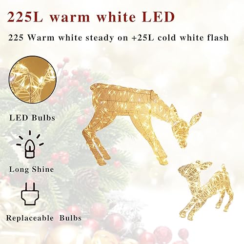 Miniatura 3 de MWYYYJ 225 luces LED inflables de Navidad de Papá Noel, decoraciones al aire libre, reno de Navidad, decoración de jardín, decoración en L, marco de