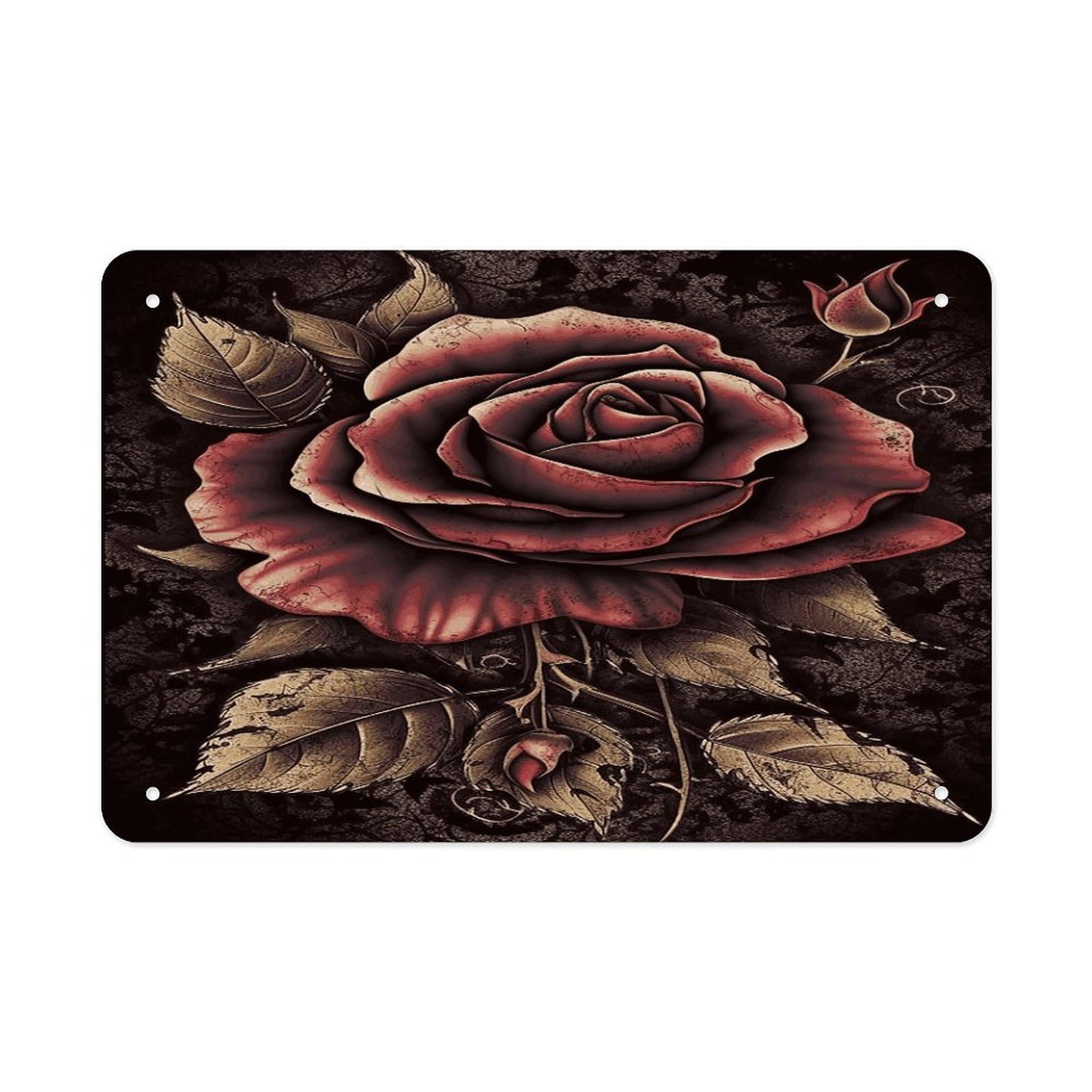 Fekiloot Style Gothic Rose Metal Signs Wall Art Tin Sign