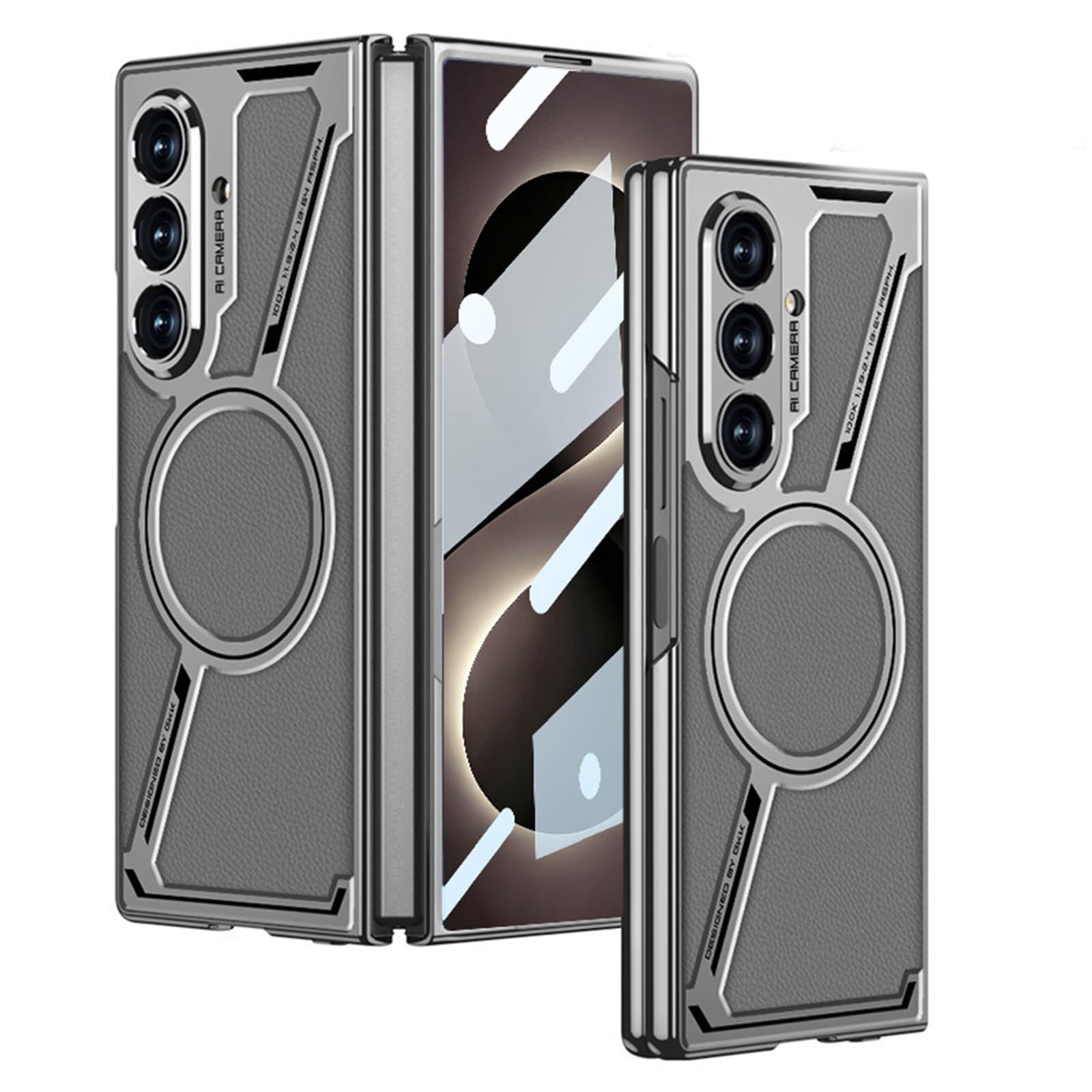 Magnetyczne etui do Samsung Galaxy Z Fold 8 Ultra, poszycie skórą