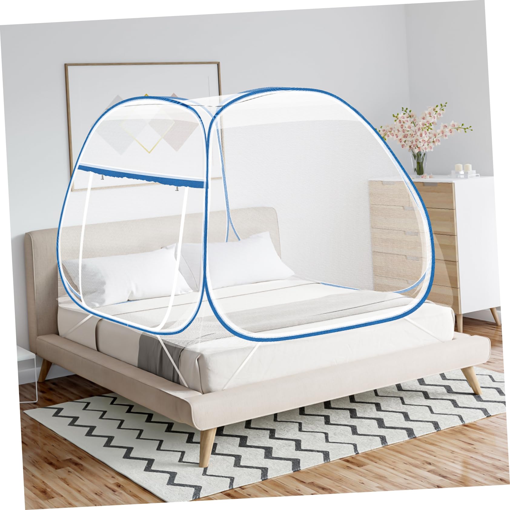 Ciieeo Mosquitera Sola Puerta Plegable para Dormitorio Mosquitera para Cama para Habitación