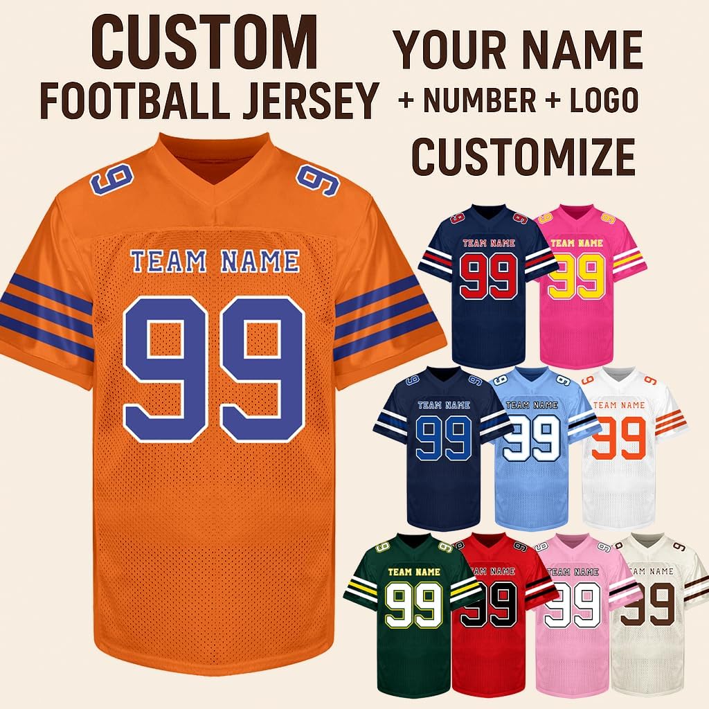 Custom Football Jersey Personalized Logo Name Number Practice Shirt Printed Stitched Sports Uniform Gift for Men Women Youth - Image 3