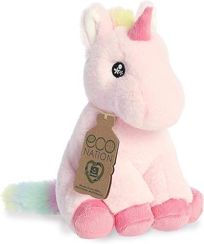 Aurora® Eco-Friendly Eco Nation™ - Animal de peluche ecológico, hecho con materiales reciclados, unicornio perlado color rosa, 9 pulgadas
