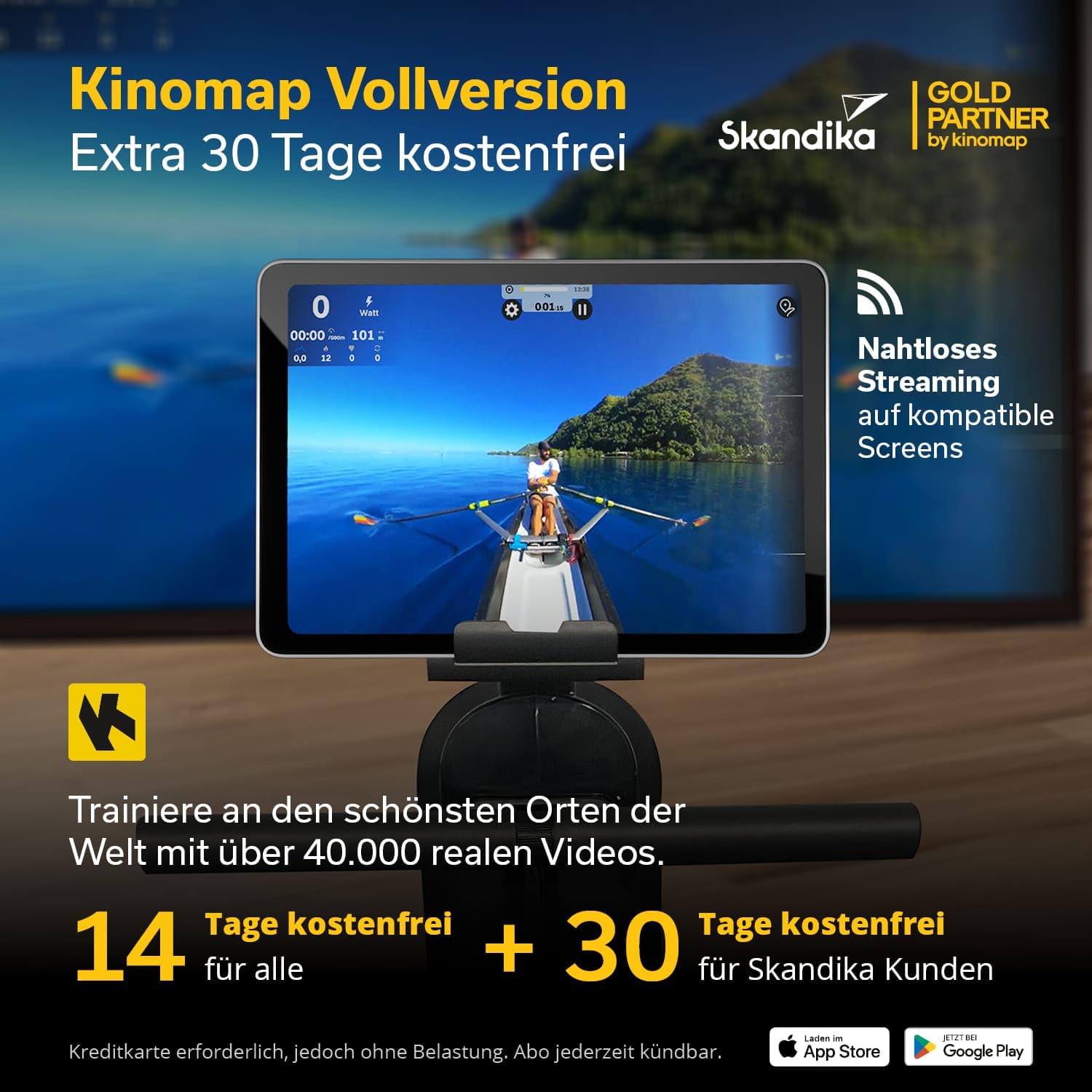 Skandika Oxford Pro vogatore | sistema di freno magnetico, Bluetooth, vogatore indoor con app, 8 livelli di resistenza, fino a 120 kg | vogatore domestico