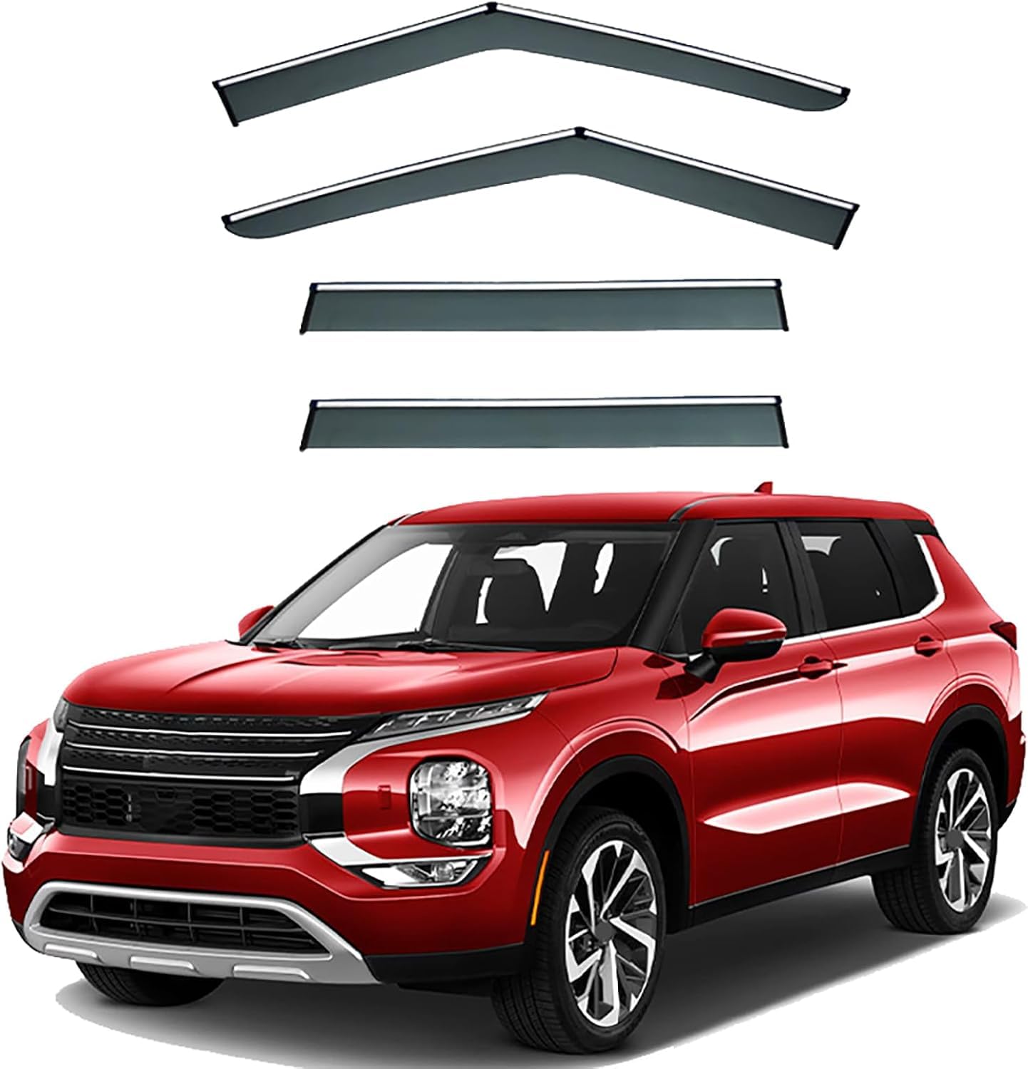 FengXH Window Deflectors for Mitsubishi Outlander MK4 2022-2025+ - 4pc Smoke Tint, Waterproof, Noise Reducing.