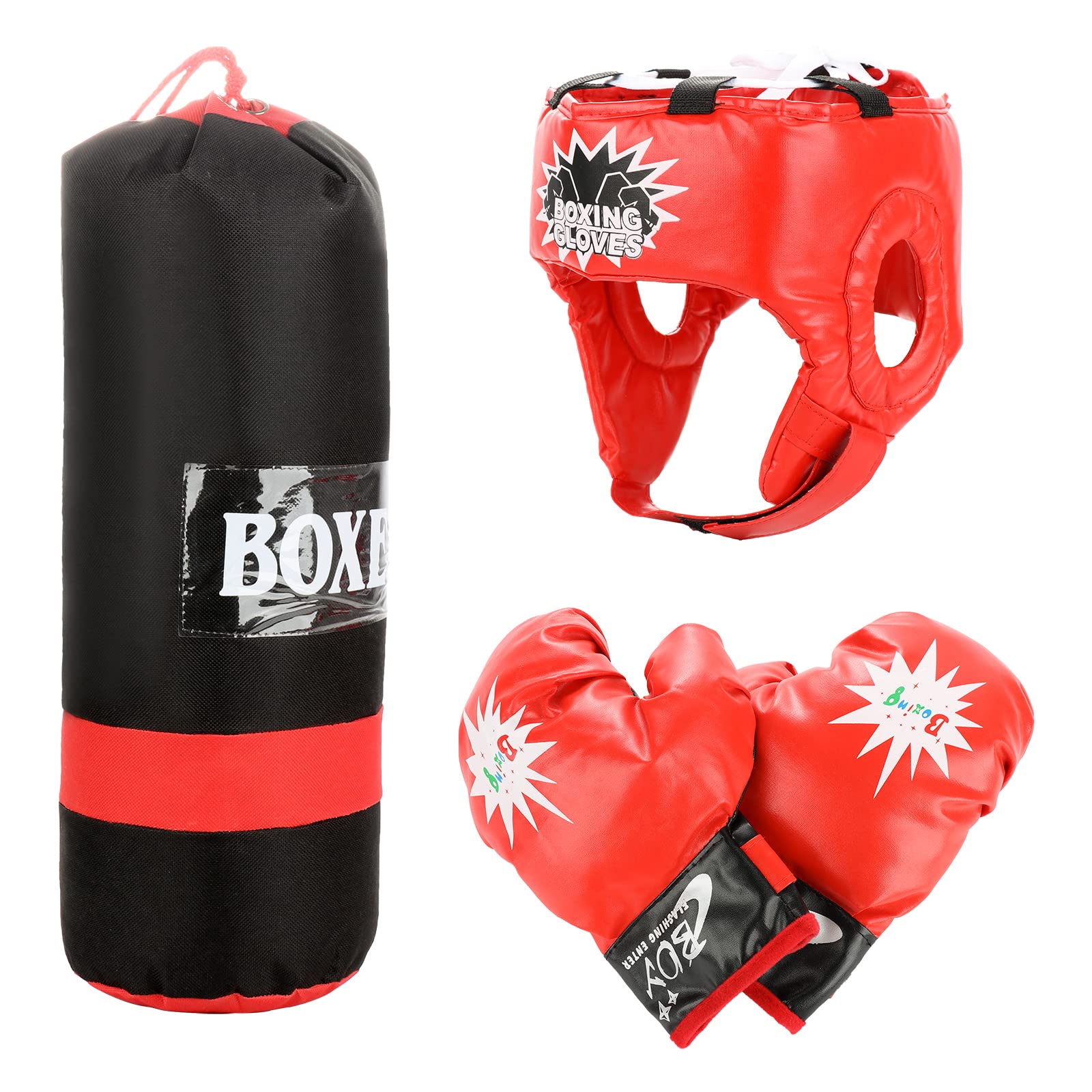Ensemble de de Boxe pour Enfants, Rembourrage en Cuir PU Absorbant Les Chocs et EVA, Mitaines de Frappe, Kit de Kick Pack pour Entraînement de