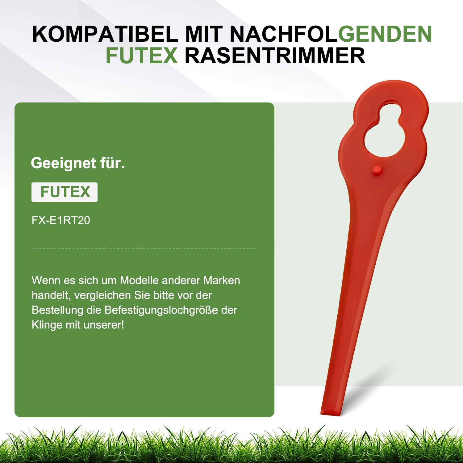 100 Stück Ersatzmesser Kompatibel mit Fuxtec Rasentrimmer FX-E1RT20,Kunststoffmesser für Akku Rasentrimmer Fuxtec