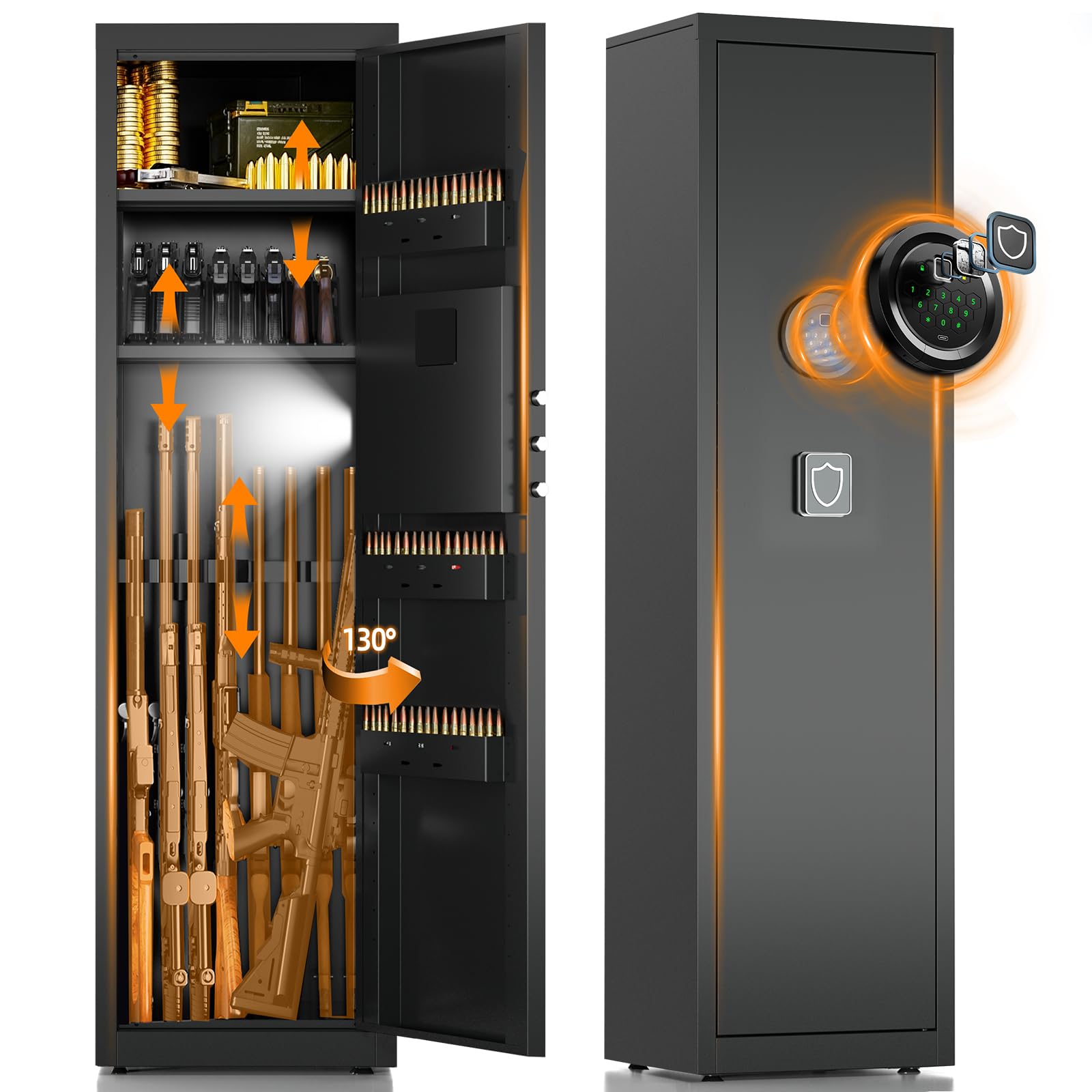 Snapklik.com : 8-12 Gun Safe For Rifles And Pistols, Large Gun Safe For