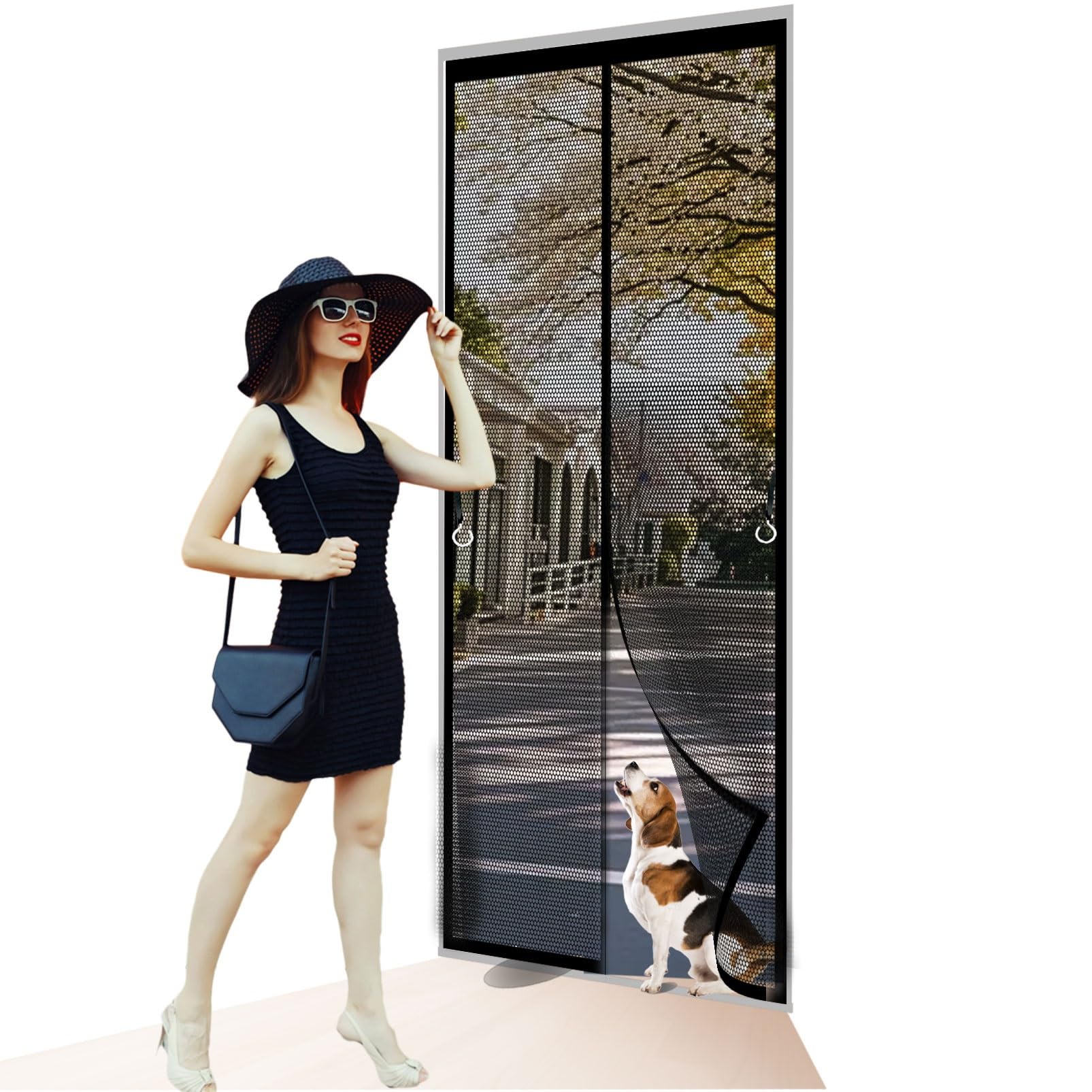 Liujyuan Black Magnetic Fly Screen Door 117 X 220 Cm Powerful Magnets, Self-Sealing, Polyester Magnetic Door Curtain Lets Fresh Air, Easy To Install For Keeping Out Flies,