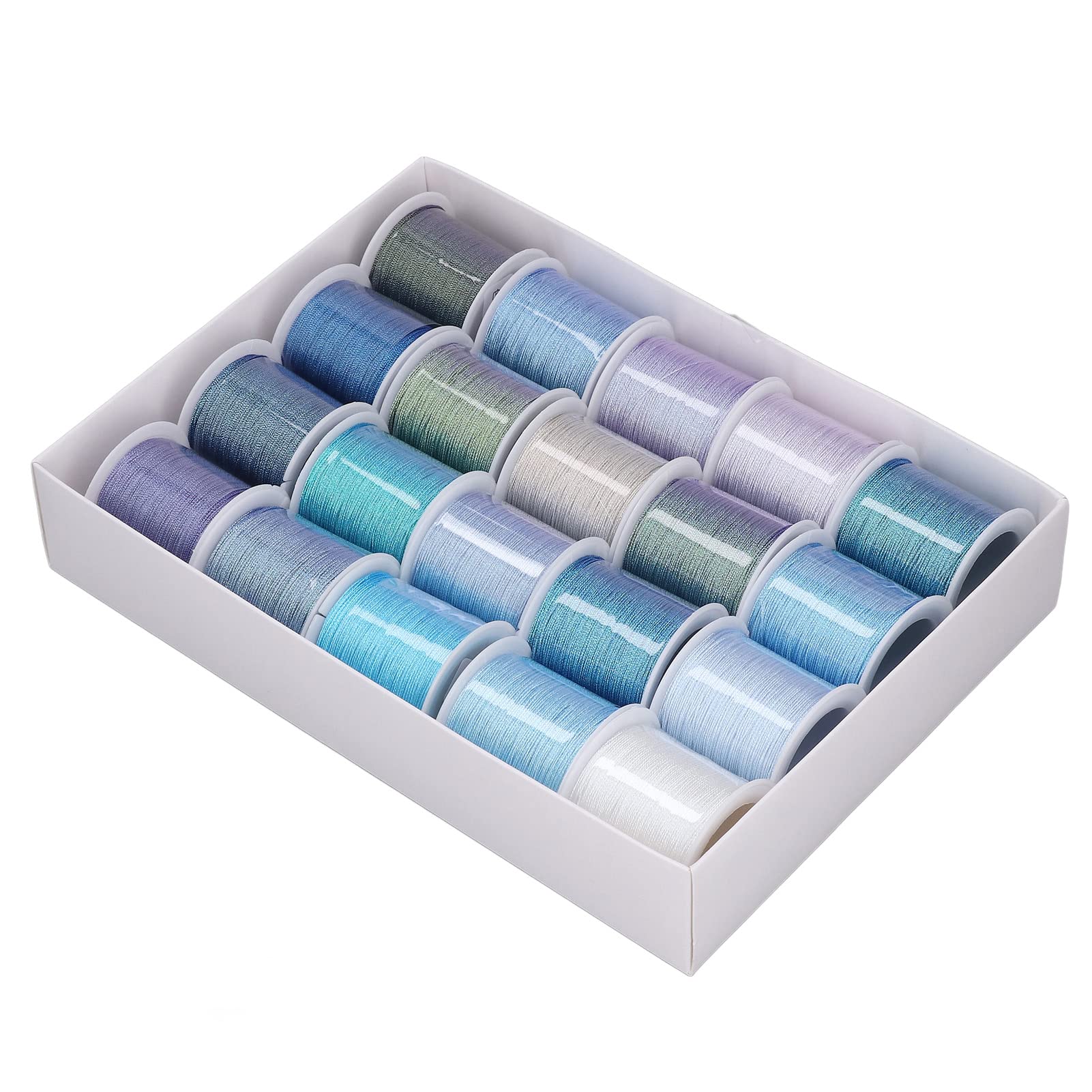20 pezzi di filo da ricamo in poliestere a 6 capi, filo da cucito colorato blu e viola per la creazione di gioielli, corda intrecciata a mano lunga 50 m e con diametro di 0,4 mm
