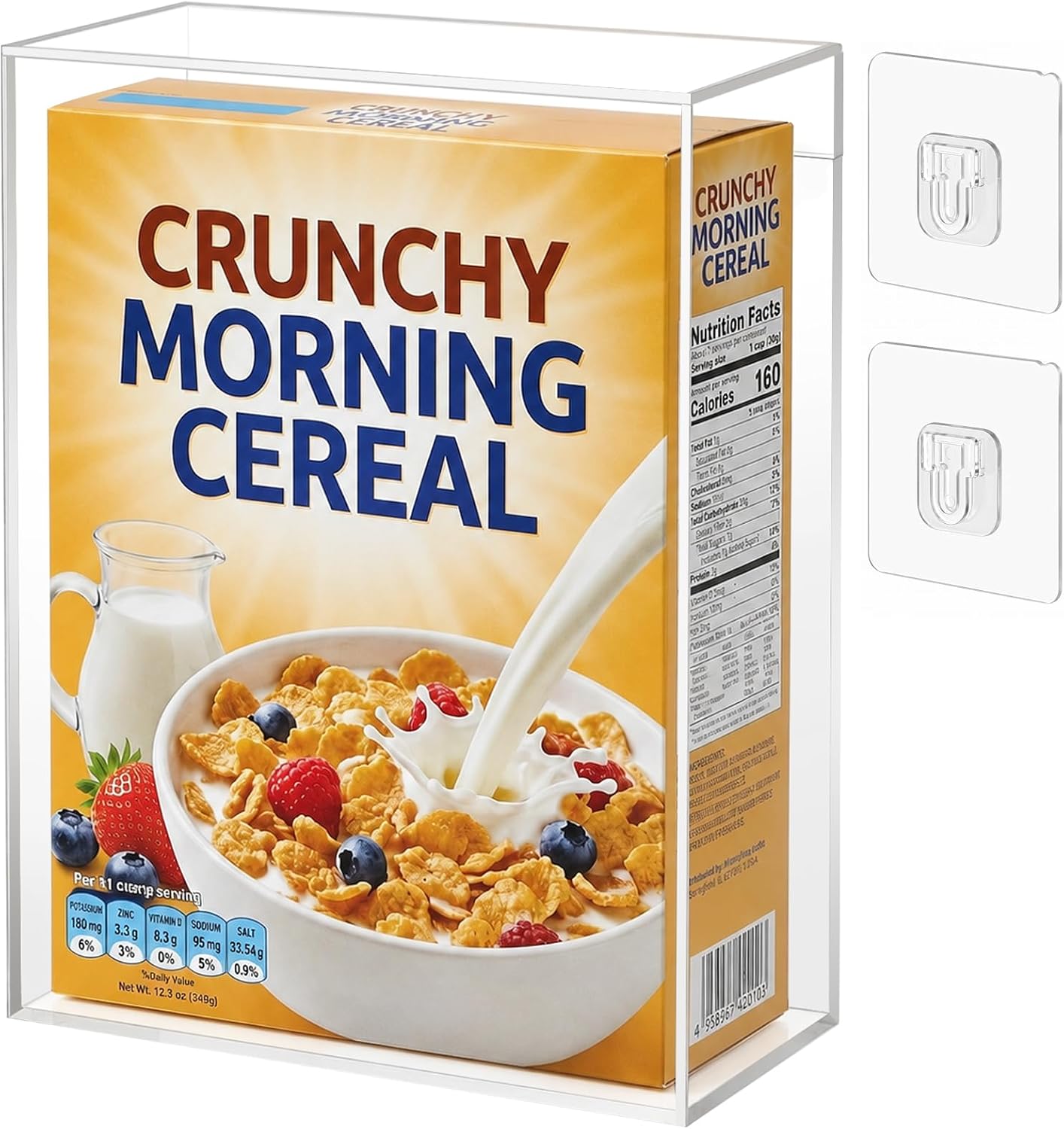 Wall Mount Acrylic Cereal Box Display Case, 9.25 x 3.75 x 12.25 Inch | Clear Wall Mount Collectible Storage Holder, Dustproof Protective Display Box for Sports Memorabilia, Shelf Decor