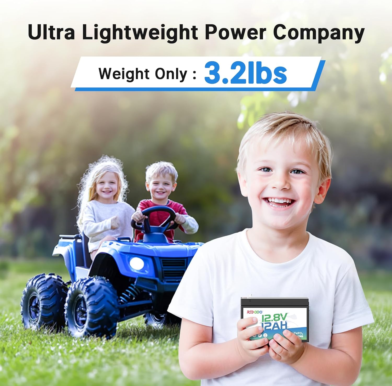 Redodo 12V 12Ah LiFePO4 Lithium Battery, Automotive Grade Cells, 4000 Deep Cycles, 3.2lbs Ultra-Lightweight, BMS Protection, 12V Deep Cycle Battery Perfect for Home Outdoor Marine Use