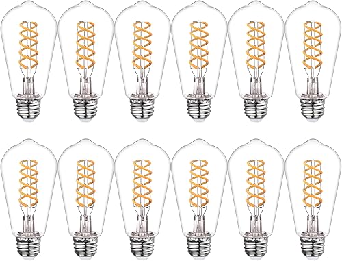 Miniatura 12 de Paquete de 6 bombillas Edison ST19 ST58, bombillas LED vintage, blanco suave de 2700 K, bombilla de filamento LED en espiral flexible antiguo,