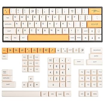 HONEY☆ Guffercty kred 140-Key Honey Milk PBT XDA 65% TKL Keycap Set