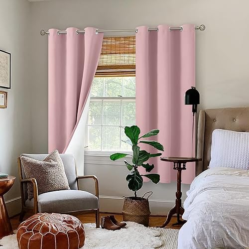 Miniatura 2 de BGment Cortinas opacas para dormitorio de 63 pulgadas de largo, juego de 2 paneles de cortinas con aislamiento térmico insonorizadas para oscurecer