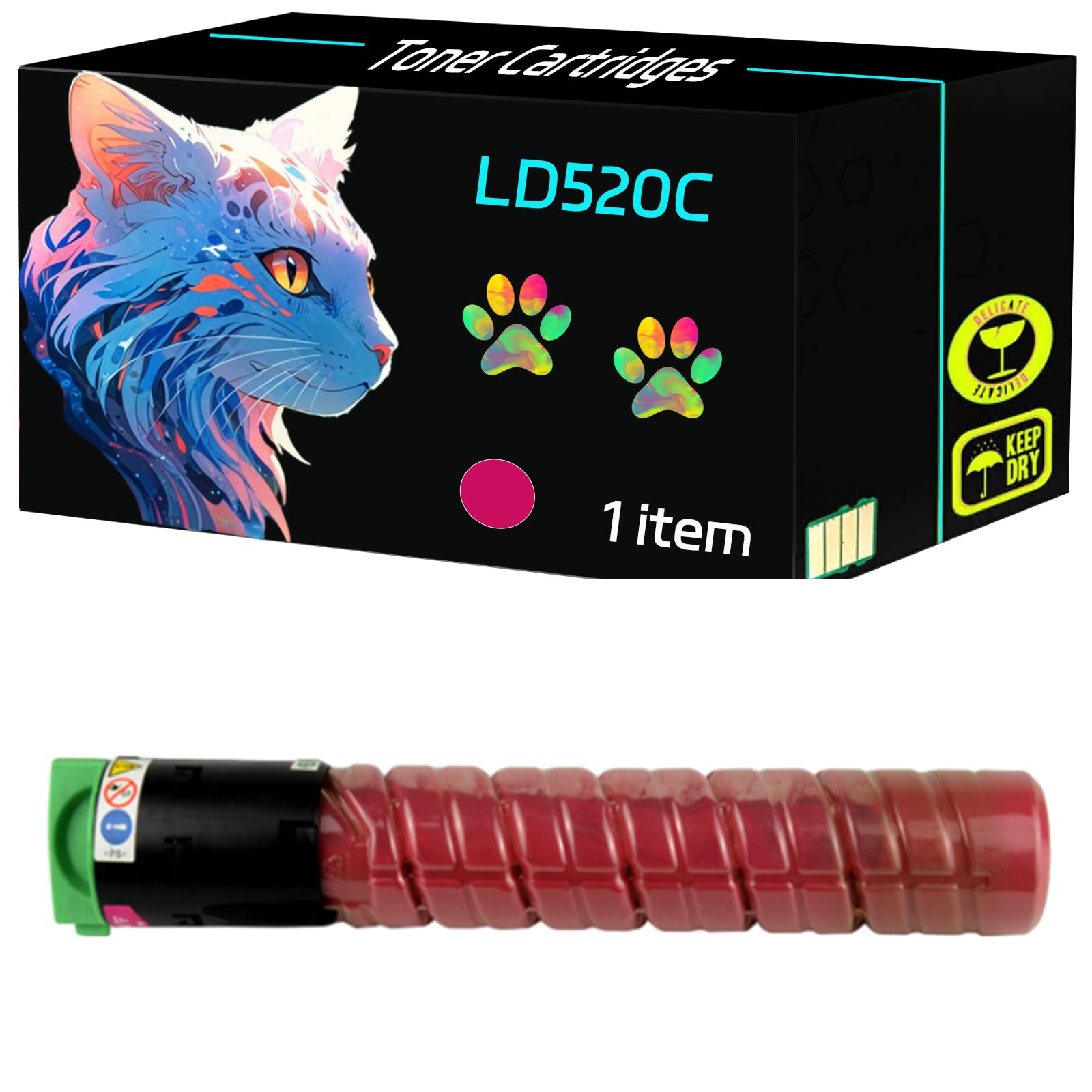 PPMUE High Yield LD520C Toner Cartridges Compatible for Lanier LD520C LD520CL LD525C Printers, Print Clearly (1 Pack Magenta)