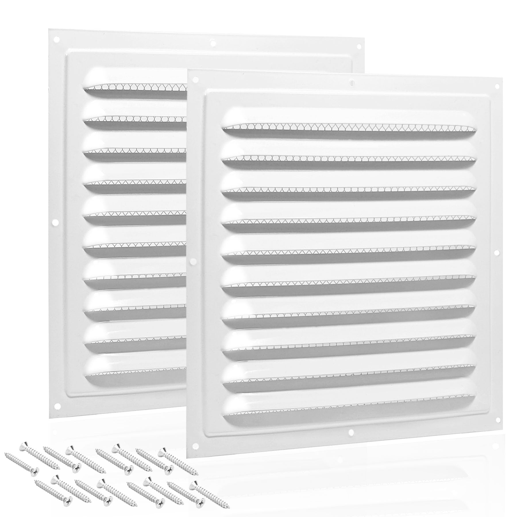Rejilla de ventilación cuadrada de metal de 10 x 10 pulgadas, rejilla de ventilación de pared cuadrada de metal con rejilla de ventilación con malla fina integrada para ático al aire