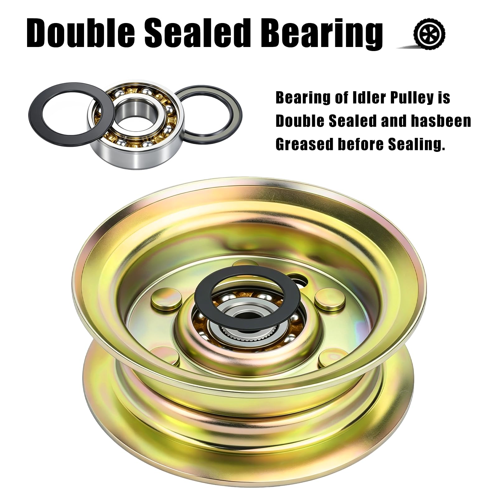 Idler Pulley 532177968 Replacement for Husqvarna 193197 177968 21546308 532193197 RZ4216 RZ4221 LT152 LT154. — Amazon image 4