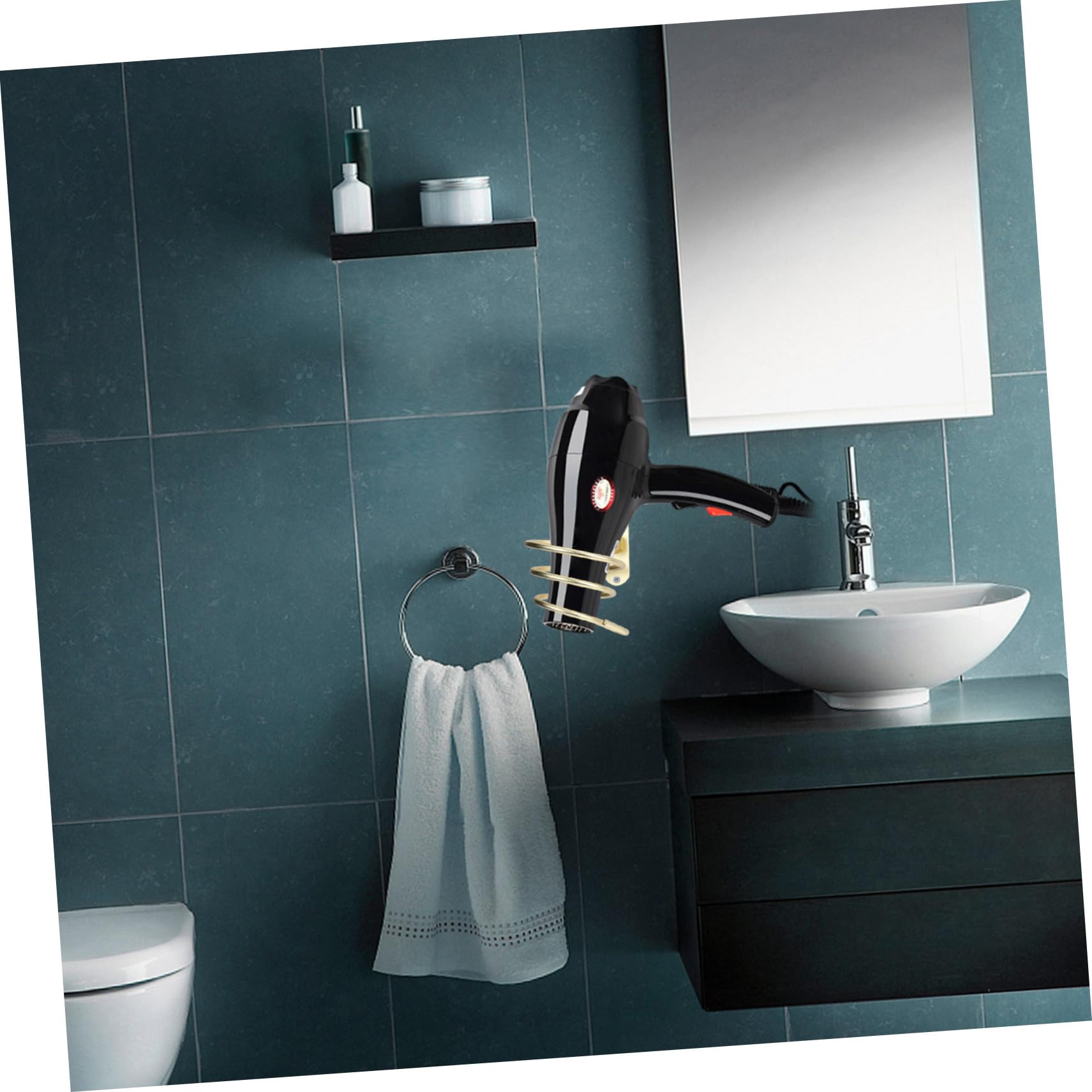 Cabilock Estante De Pared Elegante para Secador De Pelo 3 Unidades Fácil De Instalar.