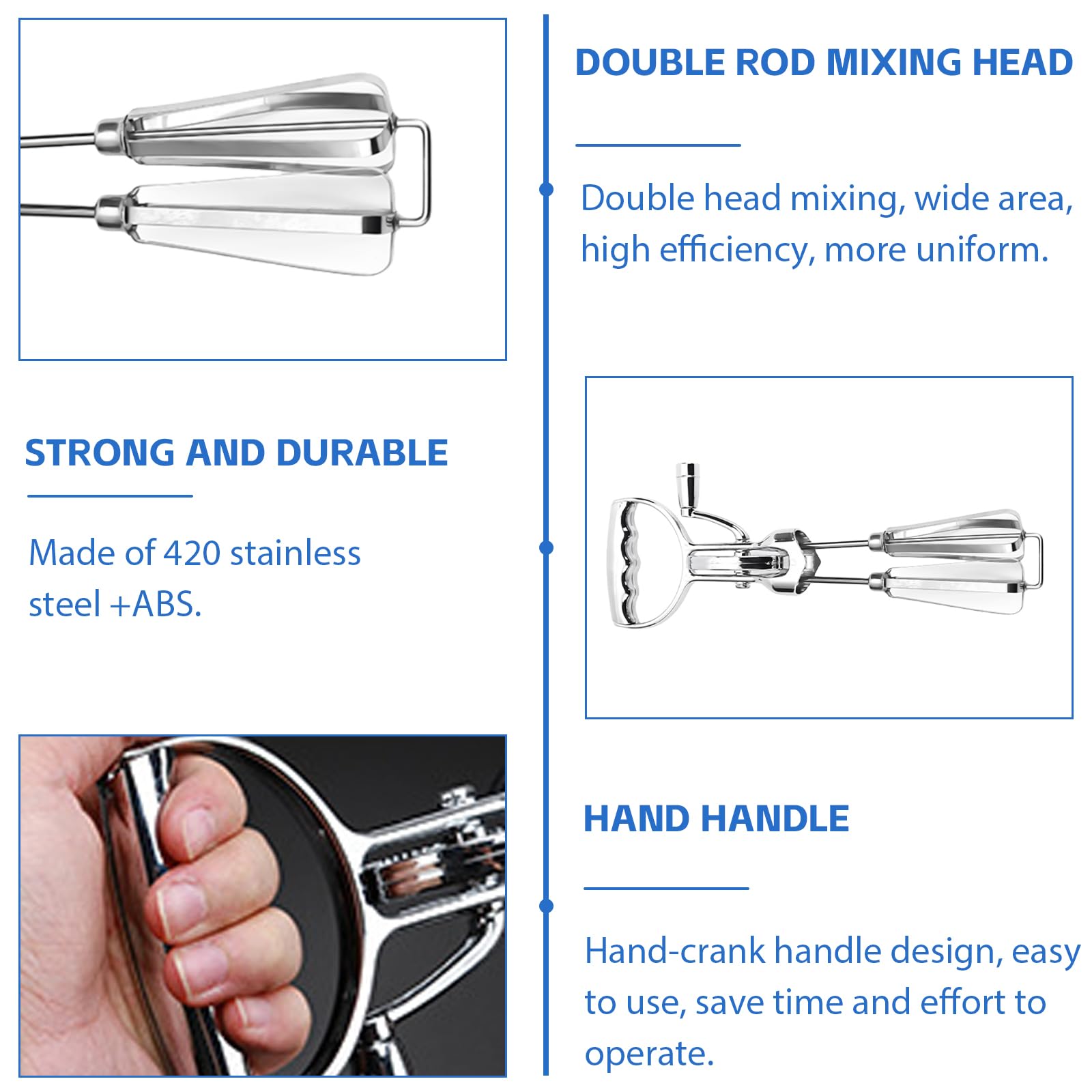 Handrührgerät Aus Edelstahl - Manueller Schneebesen Für Eischnee & Kuchenteig