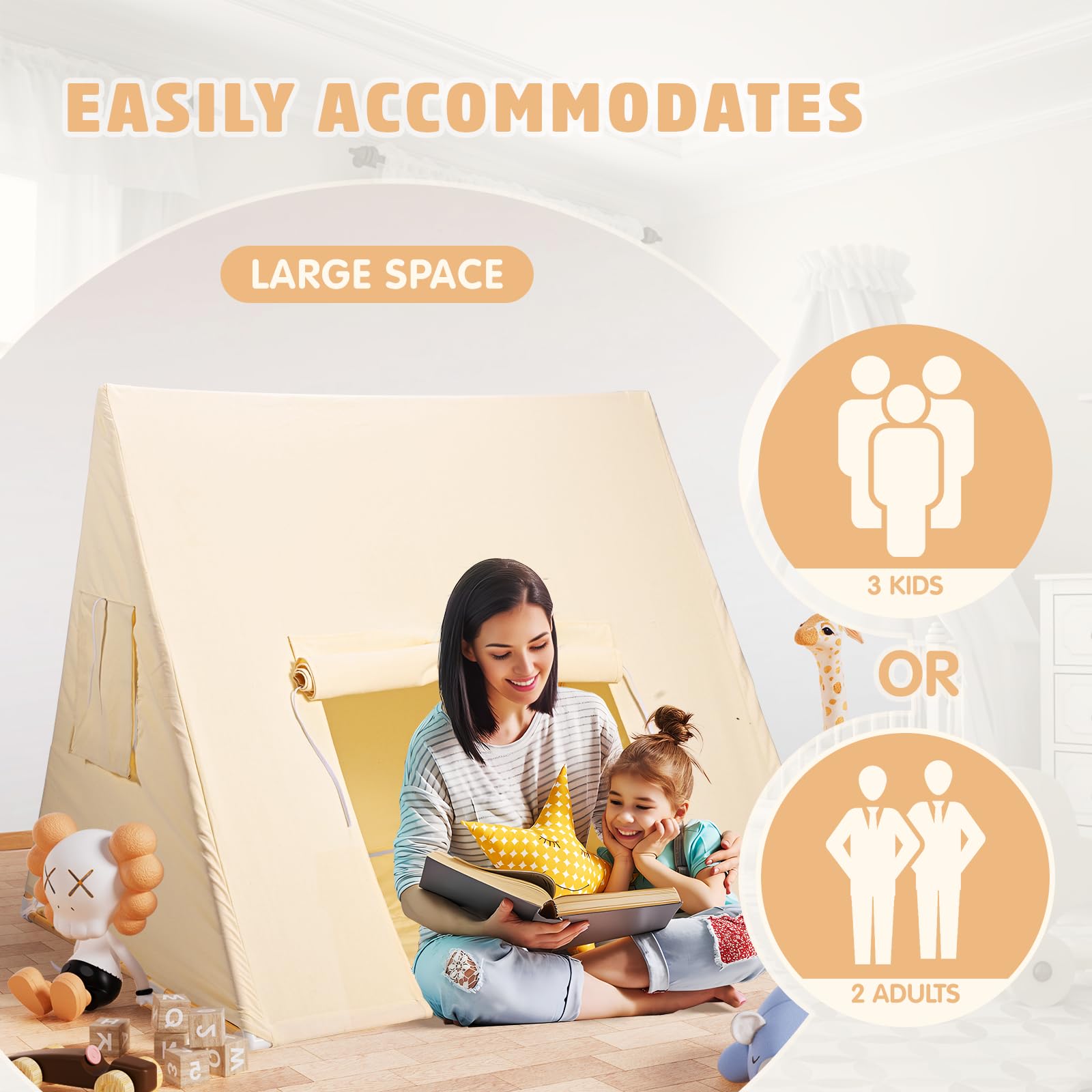 Tente Enfant Cabane Enfant Intérieure avec Tapis Rembourré Triangle Tente pour Enfants Tentes Intérieures Enfants Playhouse Tente de Jeu Pliable pour Filles et Garçons