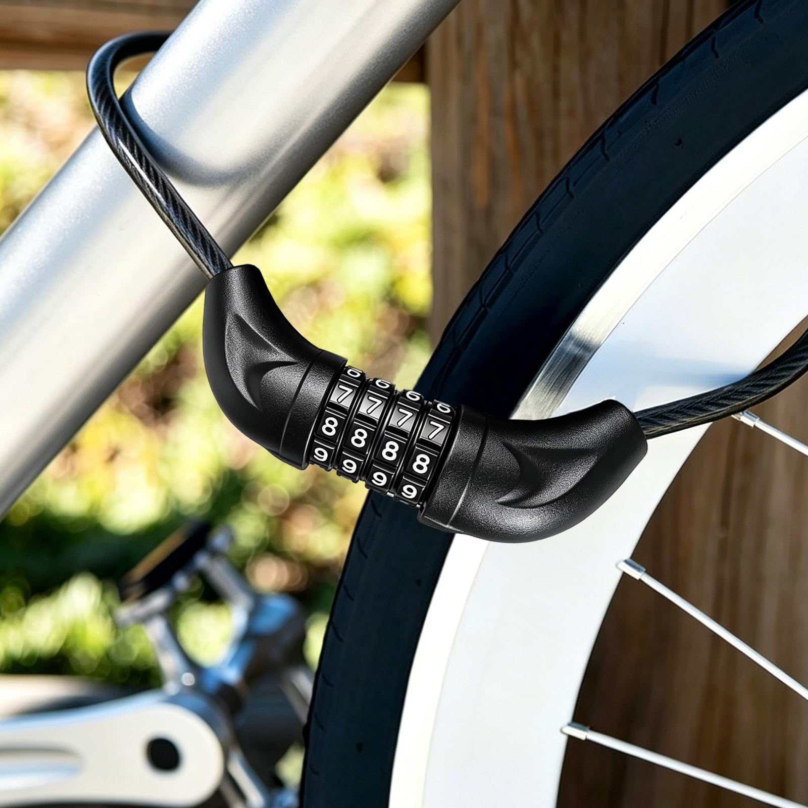 Lucchetto per bicicletta con combinazione a 4 cifre, lungo 1,8 m, resistente, antifurto con password, cavo in acciaio rivestito impermeabile, per bici da strada, scooter elettrico, cancello di