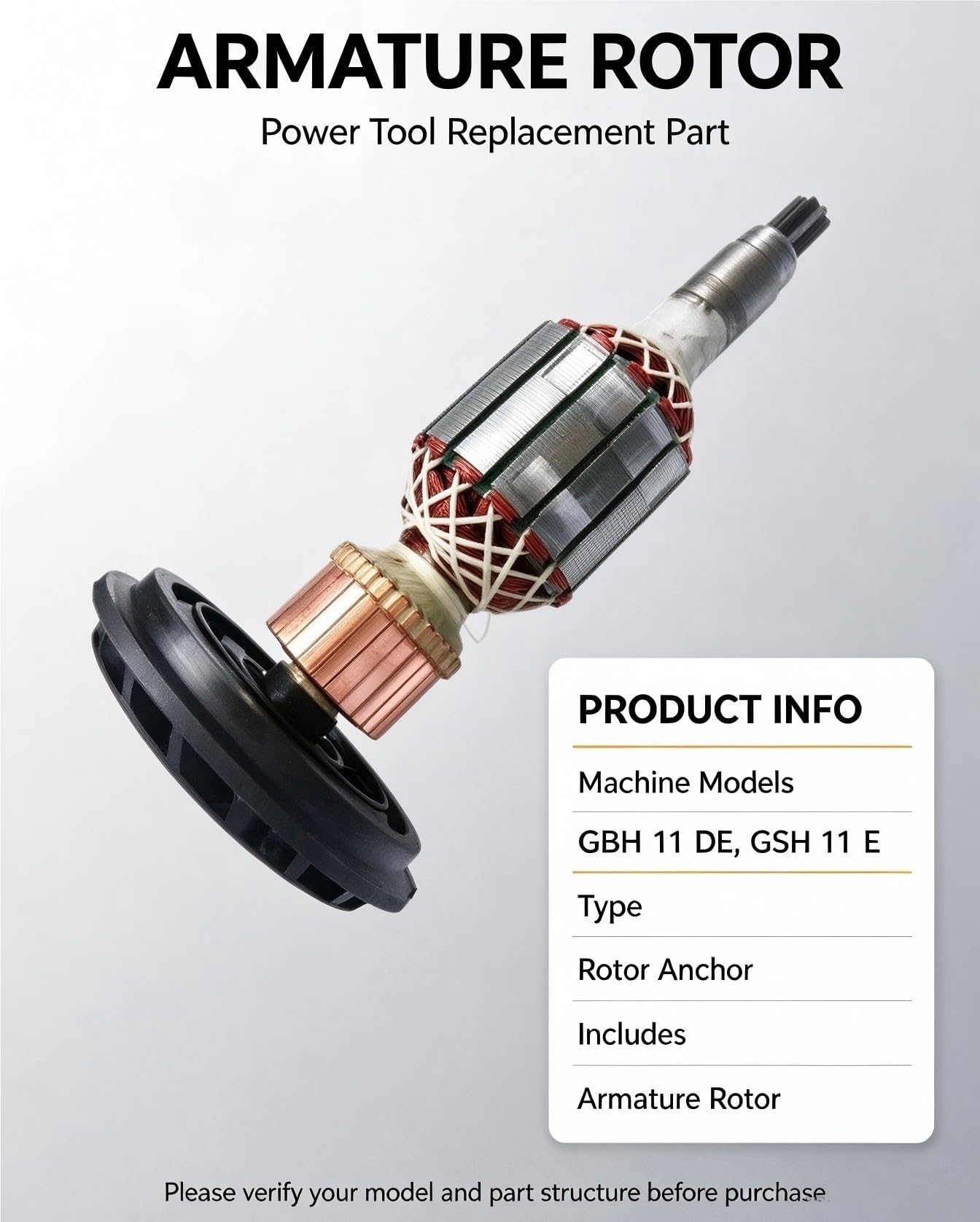 Kit Spazzola Rotore Armatura Compatible With Bosch GBH11DE GSH11E 7 Denti