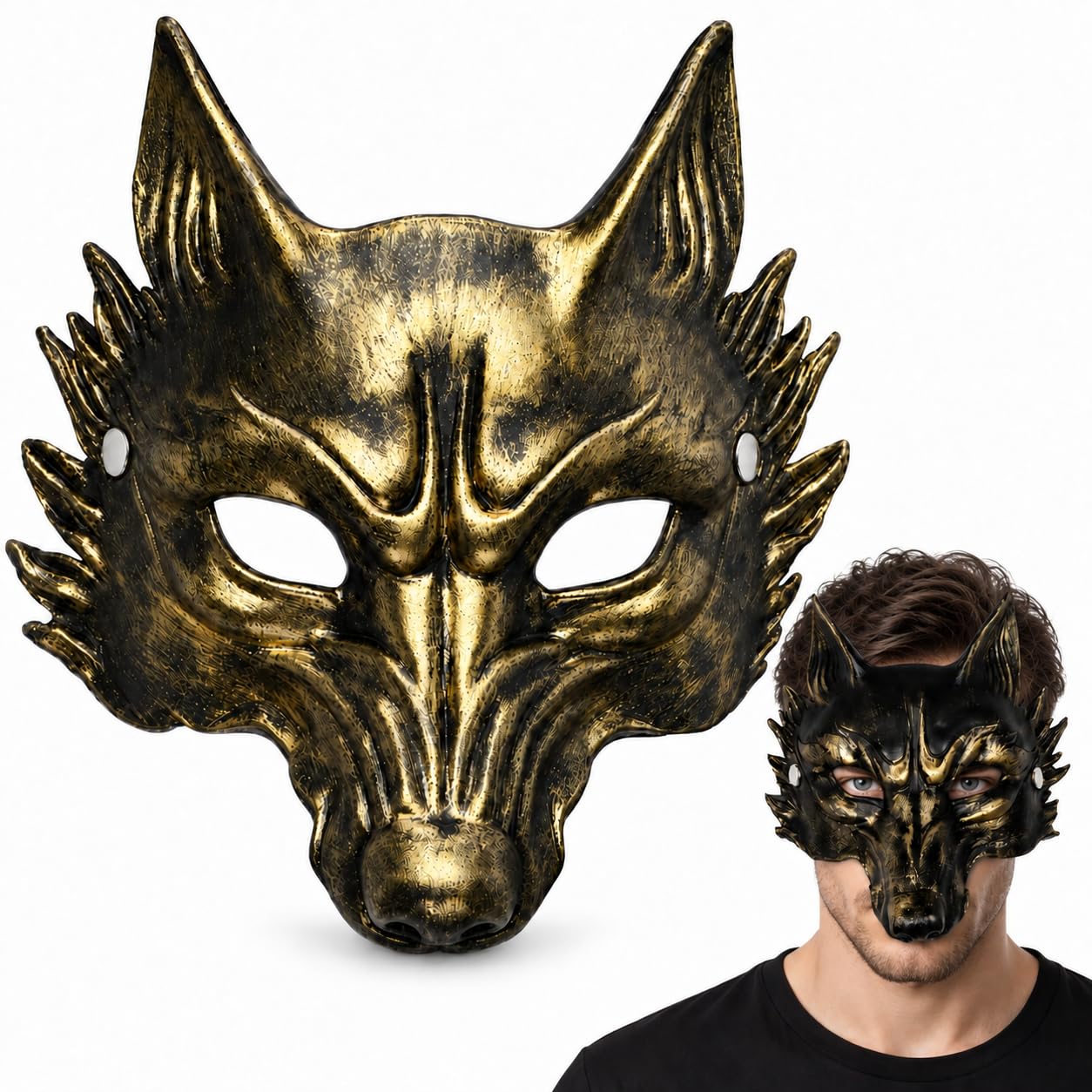 Poivgew Wolf Mask, Werewolf Costume Accessory for Cosplay and Dress-Up