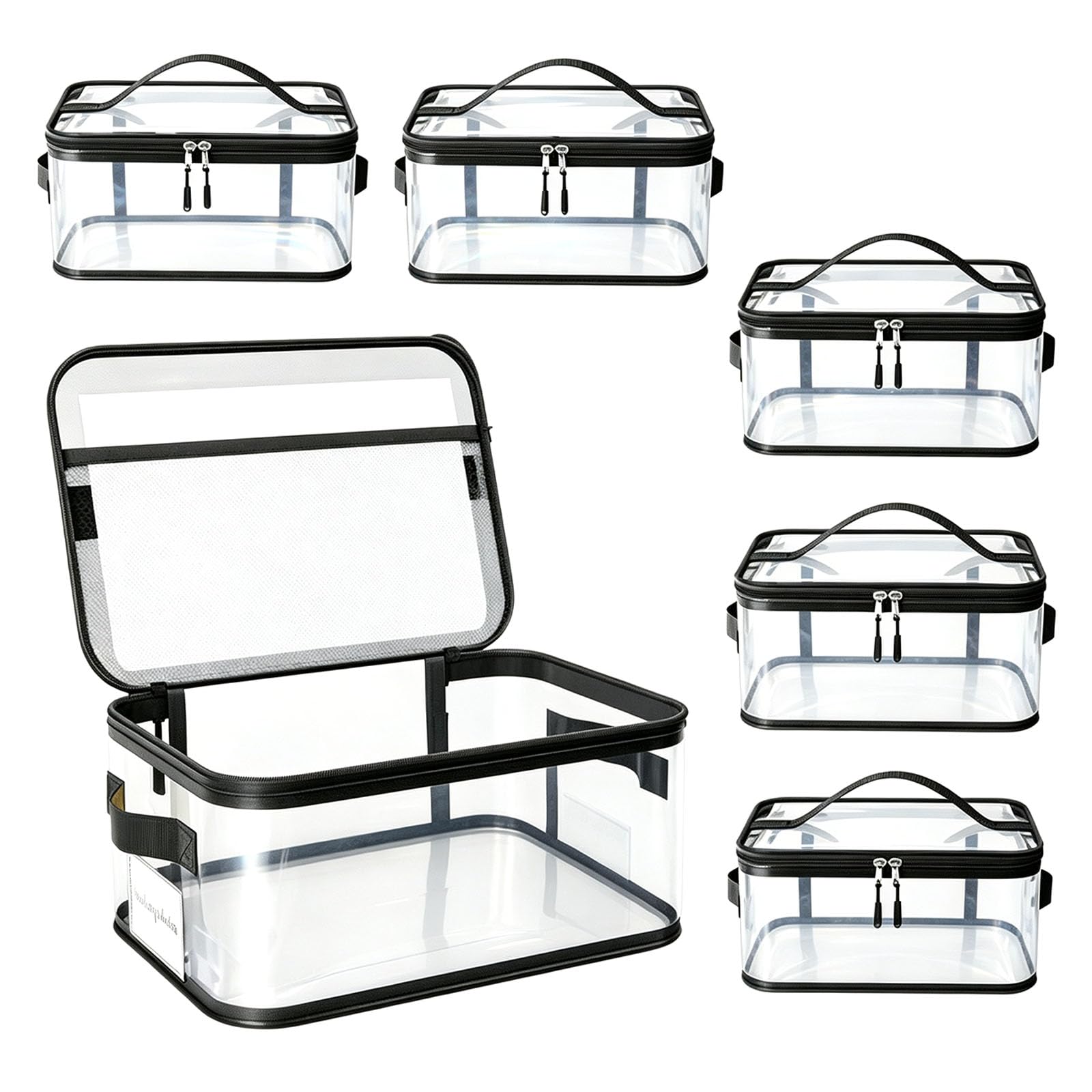Bolsa organizadora de juguetes, juego de 6, bolsas de almacenamiento de PVC transparente con amplio acceso con cremallera, asas para clasificación en la habitación familiar, bolsa para estante de sala