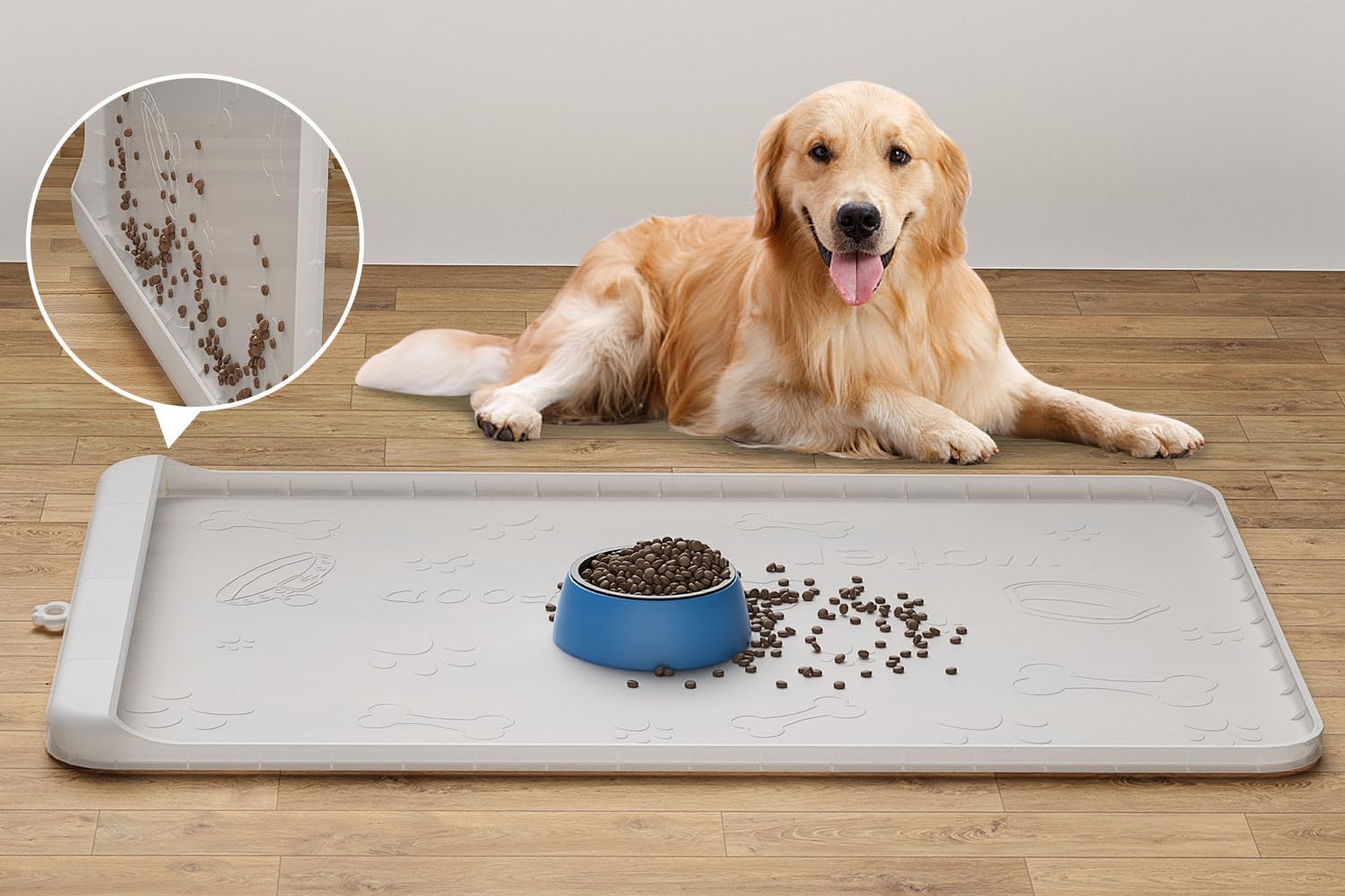Dog Food Mat Silicone Dog Mat for Food and Water 36" x 24" Large Pet Feeding