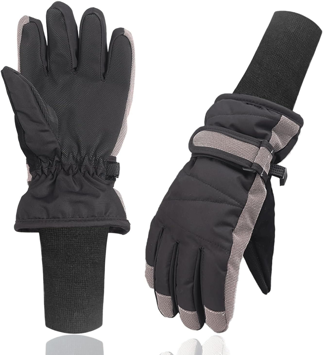 XTACER Kids Ski Snow Gloves Snowboard Winter Warm Cold Weather Gloves for Boys Girls Children (Long Cuff)