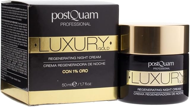 Postquam - Crema de Noche Luxury Gold | Crema Hidratante con Acido Hialuronico y Oro Coloidal - 50 Ml