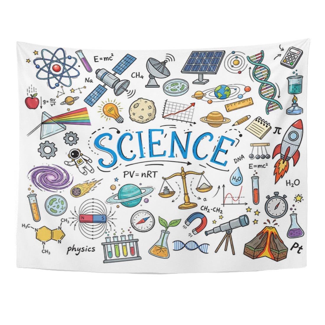 Emvency Tapestry Science Classroom in Old Sketch and Vintage Scientific Formulas Calculations Home Decor Wall Hanging for Living Room Bedroom Dorm