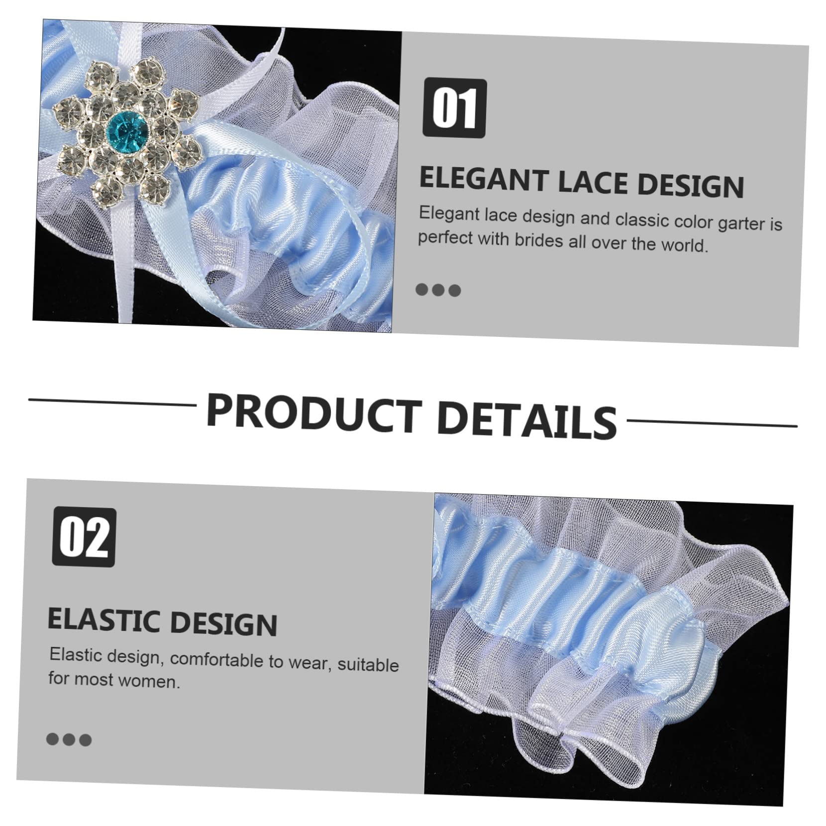 4sätze Hochzeitsbraut Strumpfband Set Elastische Atmungsaktive Beinschmuck Für Braut Accessoire Wasserblau Für Hochzeiten Und Brautmode