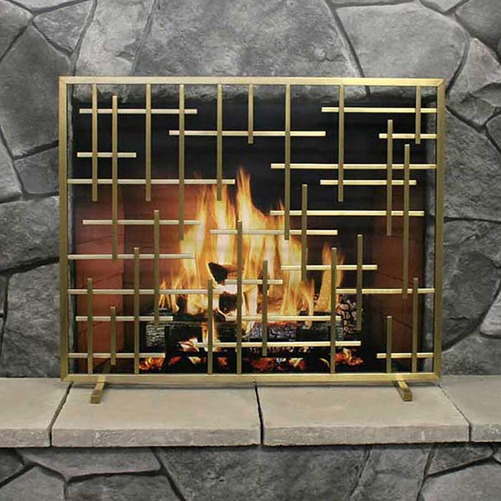 Pantalla para chimenea con protector de chispas resistente y valla de 78 cm