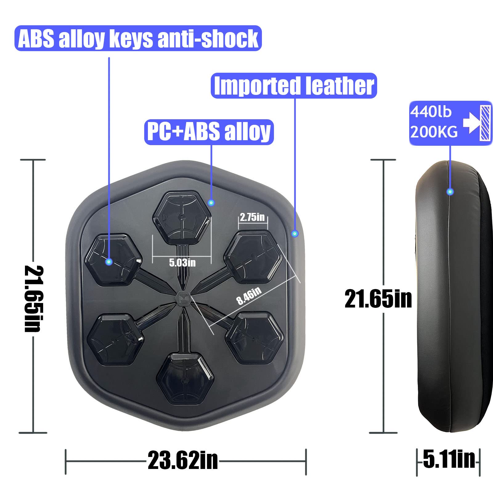 Macchina Per Allenamento Boxe Musicale Nankoyal | LED, Wireless, Con Guantoni E Conteggio Colpi - Foto 2