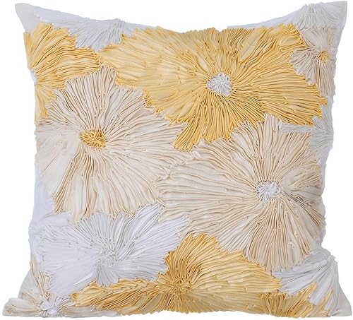 The HomeCentric Funda de cojín para silla, funda de almohada con cremallera, fundas de almohada de 24 x 24 pulgadas (23.6x23.6 in) marfil, fundas de