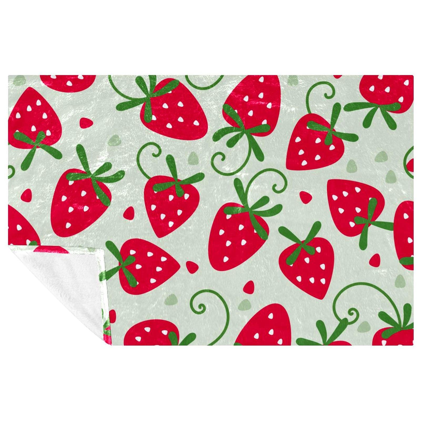 Couverture douce motif fraises vertes pour moments cocooning