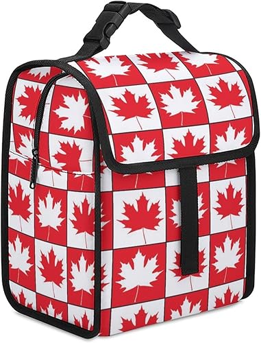 Bolsa de almuerzo aislada con estampado de hojas de arce canadiense, bolsa de mano portátil para almuerzo reutilizable, para el trabajo y picnic