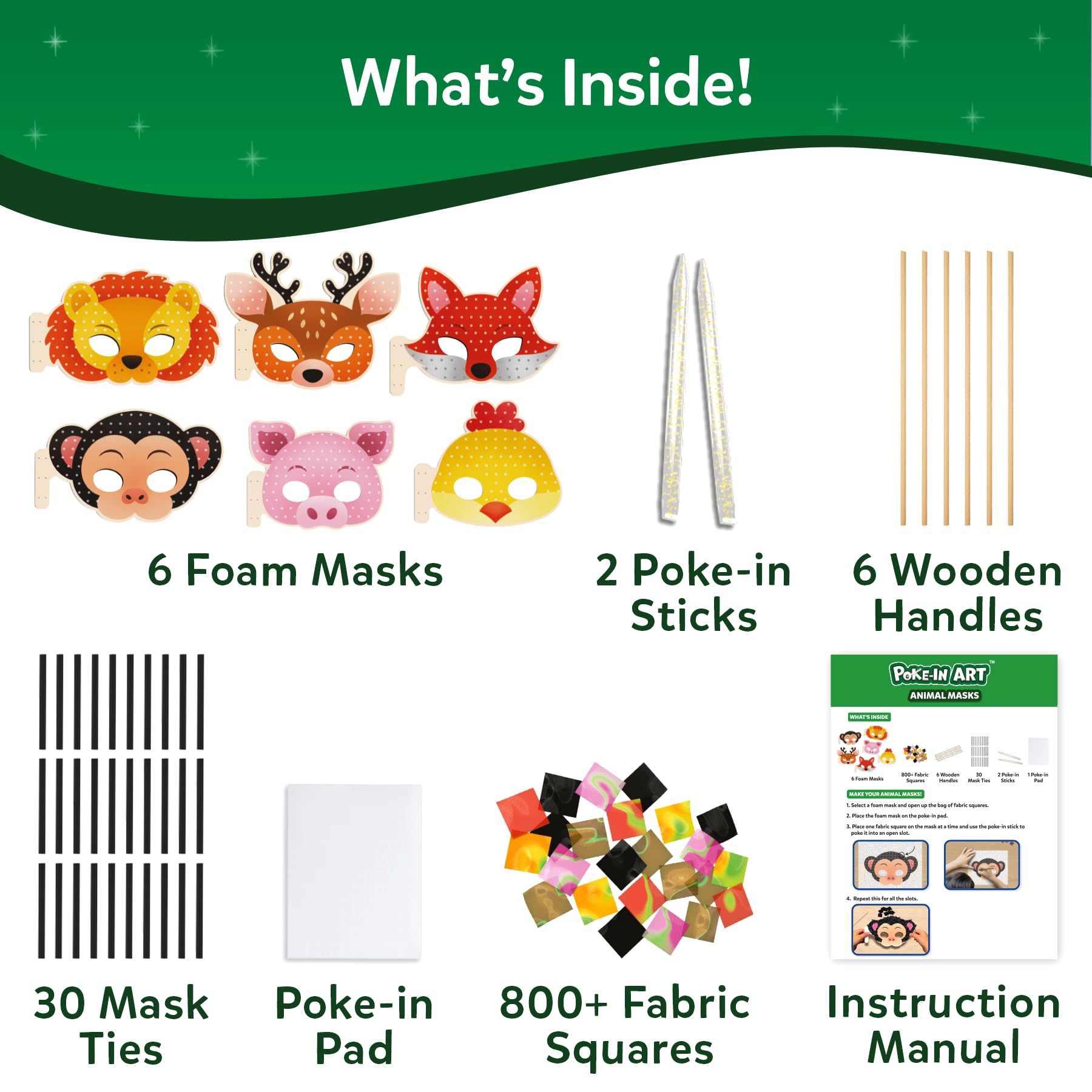 Skillmatics Poke-in Art - Animal Masks, Mess-Free Fun for Kids, DIY Sewing Craft Kits, Creative Activity, Gifts for Girls & Boys Ages 4, 5, 6, 7, 8, 9 — view 4