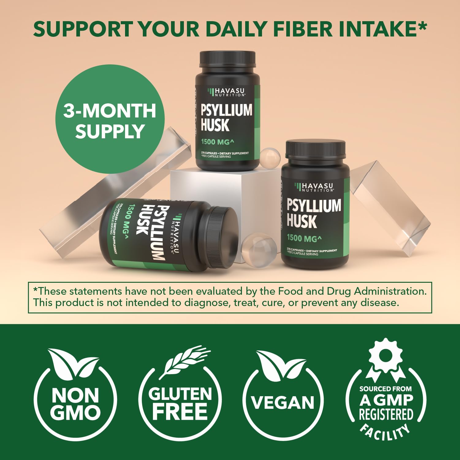 Vegan Psyllium Husk Fiber Capsules, GLP-1 Nutritional Support, 270 Pills — Amazon image 8