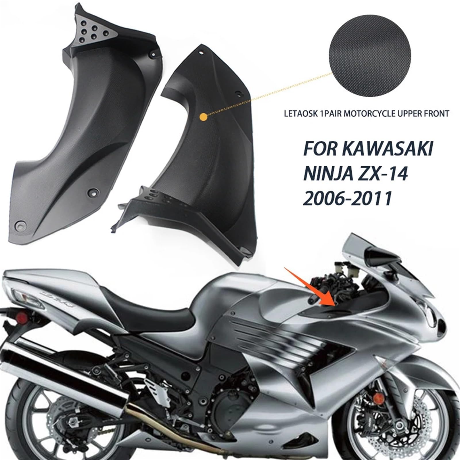 Kanał chłodzenia powietrza zacisku hamulcowego Owiewka motocyklowa Wypełnienie kanału powietrznego Osłona boczna Skrzynka odpowietrzająca Skrzynka pasuje do Kawasaki ZX 14R ZX 14R 2006 2011