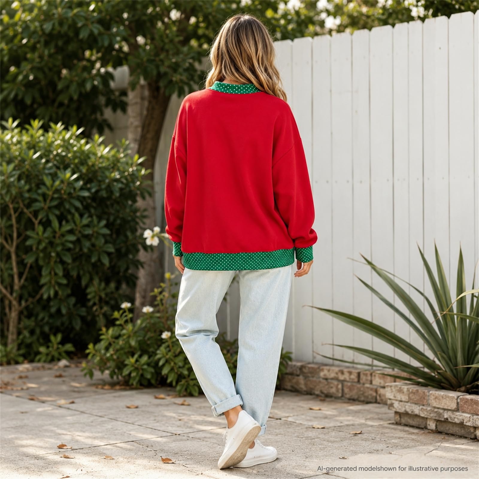 Generisch Damska bluza ze stójką, oversize, patchwork, kropki, kolorowe bloki