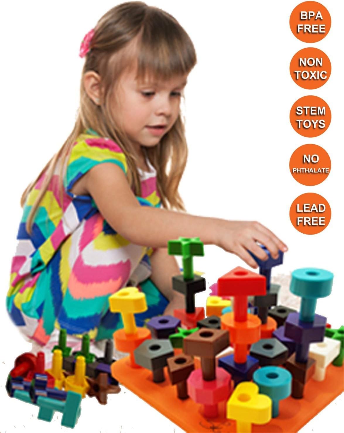 Buy Skoolzy ABC Wooden Blocks for Toddlers Peg Board Toddler Stacking
