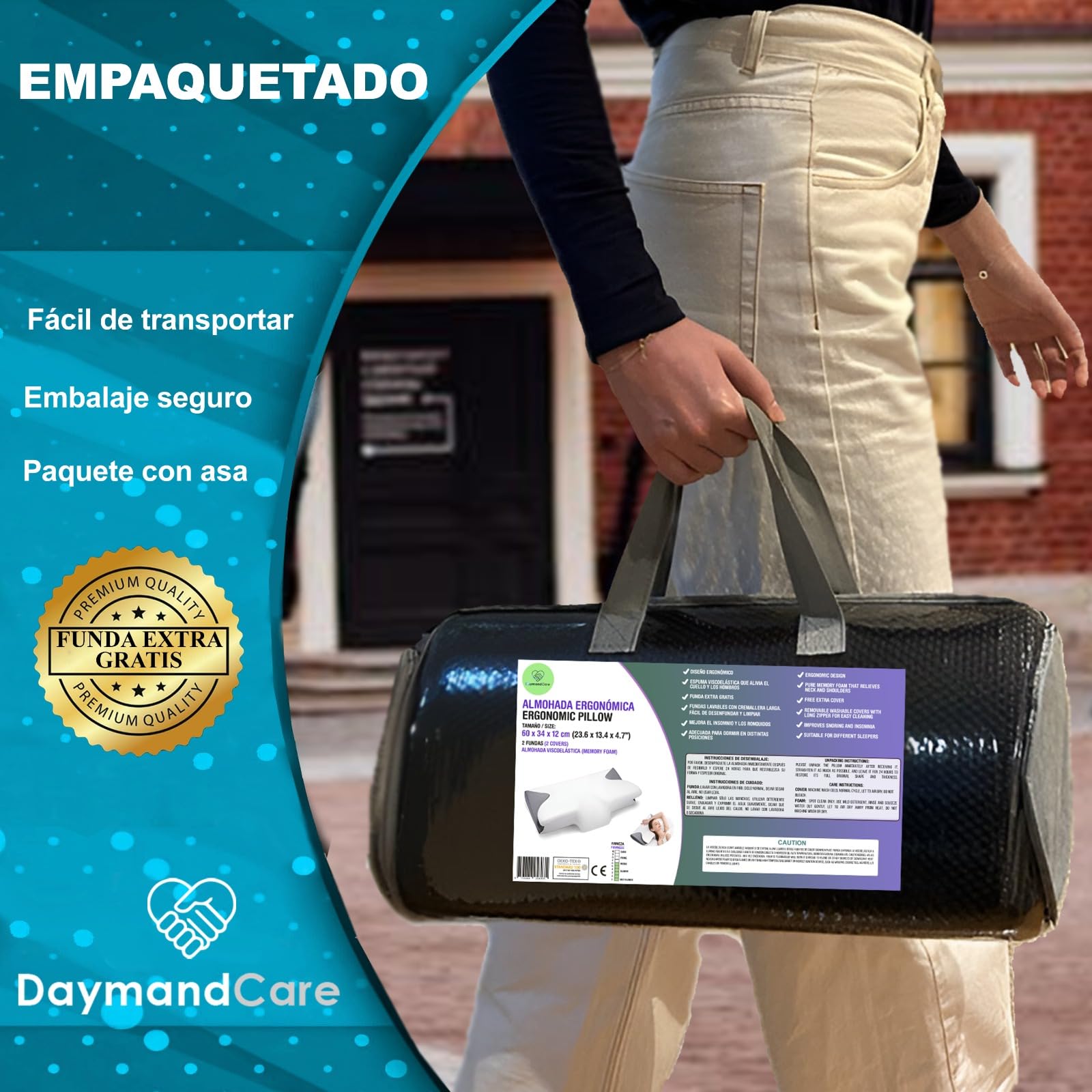 Almohada Cervicales y Cuello | Funda Extra Gratis | Almohada Viscoelastica Antironquidos | Almohada Cervical | Almohadas Cervicales | Antirronquidos | Almohada Mariposa