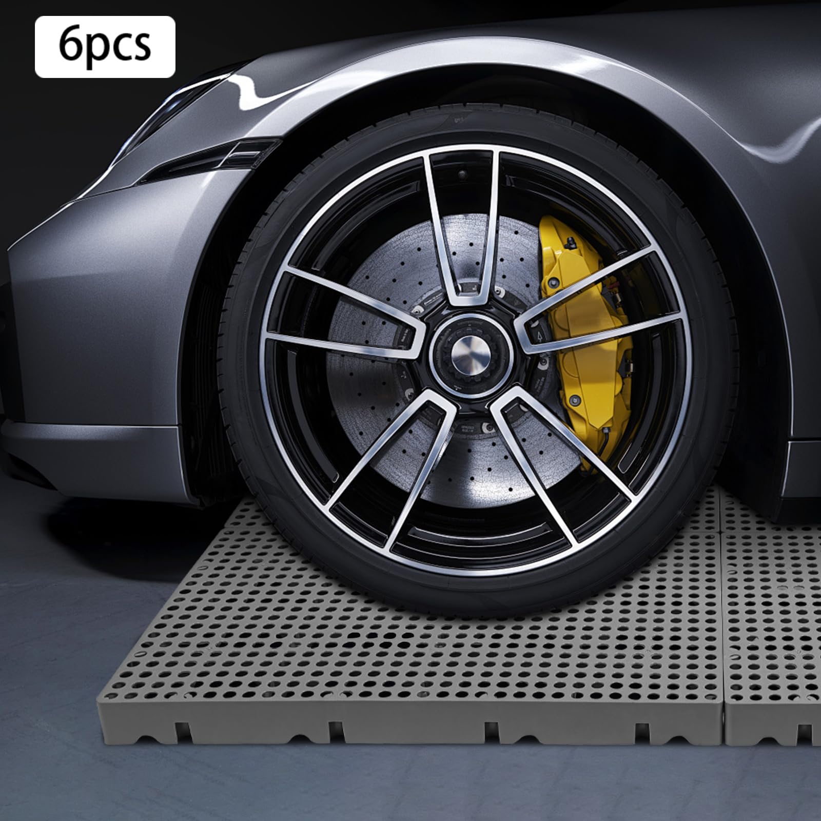 6 Pcs Plastic Pallets, Breathable Round Hole Ventilation Storage Pad, for Basement Storage, Lightweight Floor Pallets for Garage Kitchen Supermarket Warehouse (Gray)