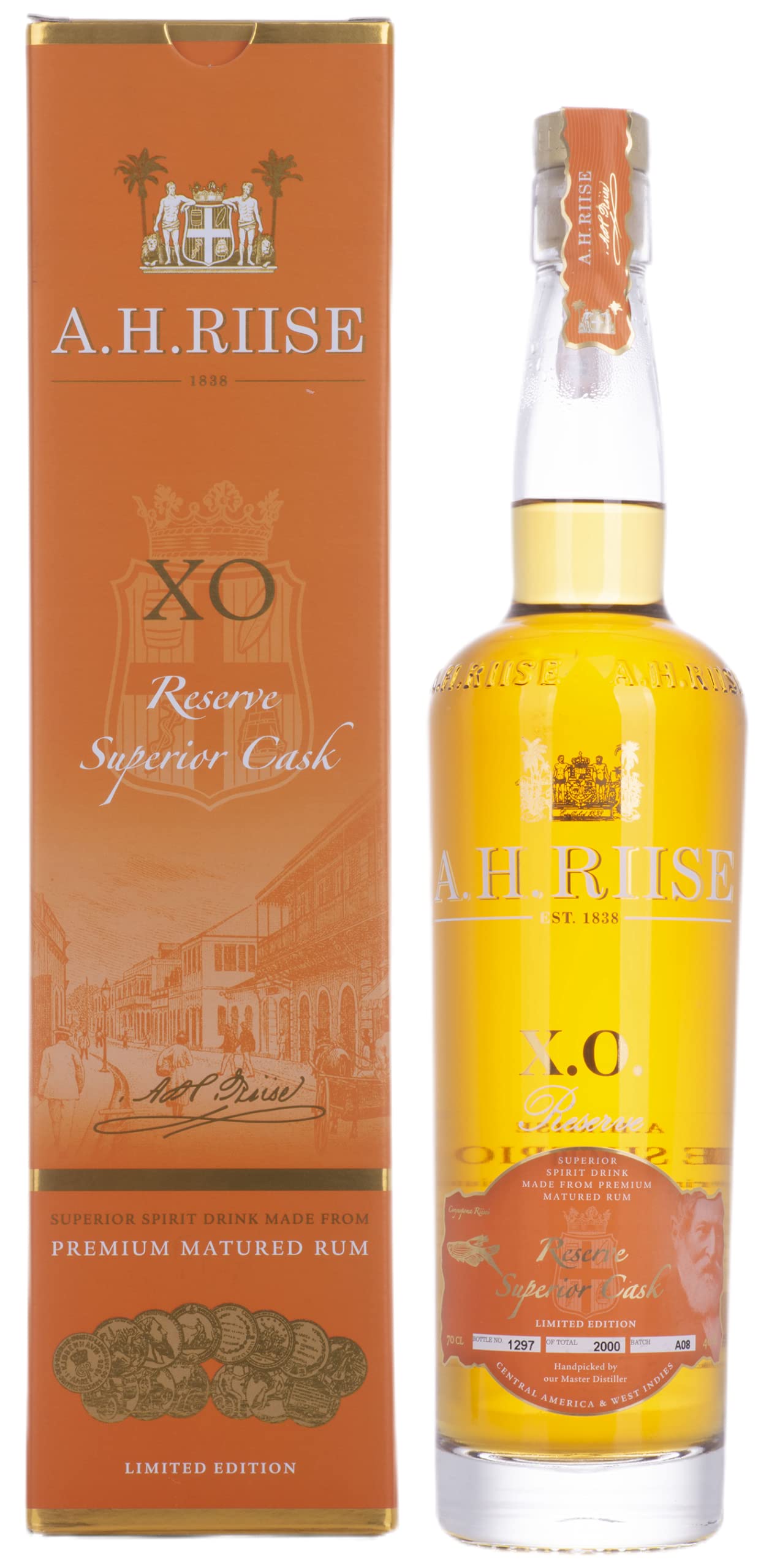 A.H. Riise X.O. Reserve Superior Cask Spirit Drink 40% Vol. 0,7l in Geschenkbox