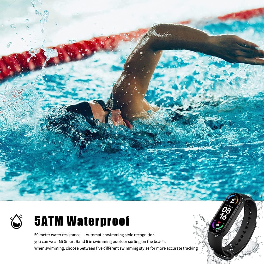 Smartwatch, Orologio Fitness Tracker Donna Uomo, Smart Watch, Sonno Cardiofrequenzimetro, Calorie Contapassi, M6 Activity Tracker, Impermeabile 5ATM, Notifiche Messaggi per Android iOS